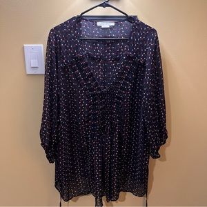 Pennington’s 3X in every story tied back patterned blouse